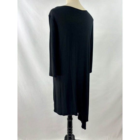 Bryn Walker Dress Black Small Long Sleeve Fit & Flare Scoop Neck Asymmetrical - Picture 2 of 10